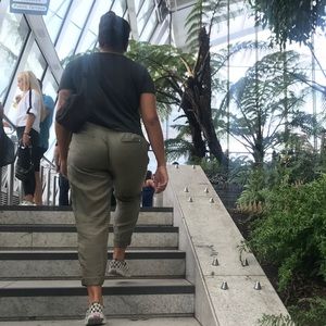 Massimo Dutti cupro olive green pants